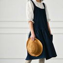 Washable Cotton Linen Kitchen Apron with Pockets for Cooking Baking Flower