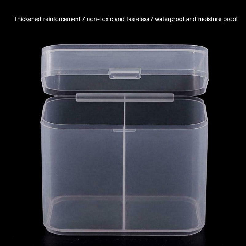 2 Grids Plastic Nail Towel Storage Box Clear Nail Art Jewelry Organizer