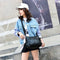 Fashion Women Crossbody Bag Black Soft Washed Leather Shoulder Bag Patchwor N3A9