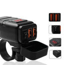 Motorcycle Handlebar Dual USB QC 3.0 Phone Charger with Red Digital Voltmeter
