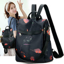 Women Print Black Nylon Backpack Anti Theft Girls Travel School Shoulder Bag