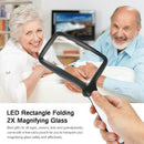 2X Handheld Folding Magnifier With 5 Led Light Hd Acrylic Square Magnifying