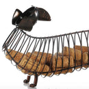 Metal Animal Statue Dachshund Wine Cork Container Modern Artificial Iron Cr