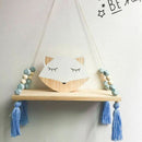 Wooden Wall shelf Hanging Tassel Children baby Nordic Style Wall Frame blue L8X8