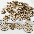 100pcs Mixed Size Natural Hollow Gear Unfinished Wood Pieces Embellishment