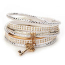 Unisex Fashion Electroplate Multicolor PU Bracelet Decoration Gift(White) A