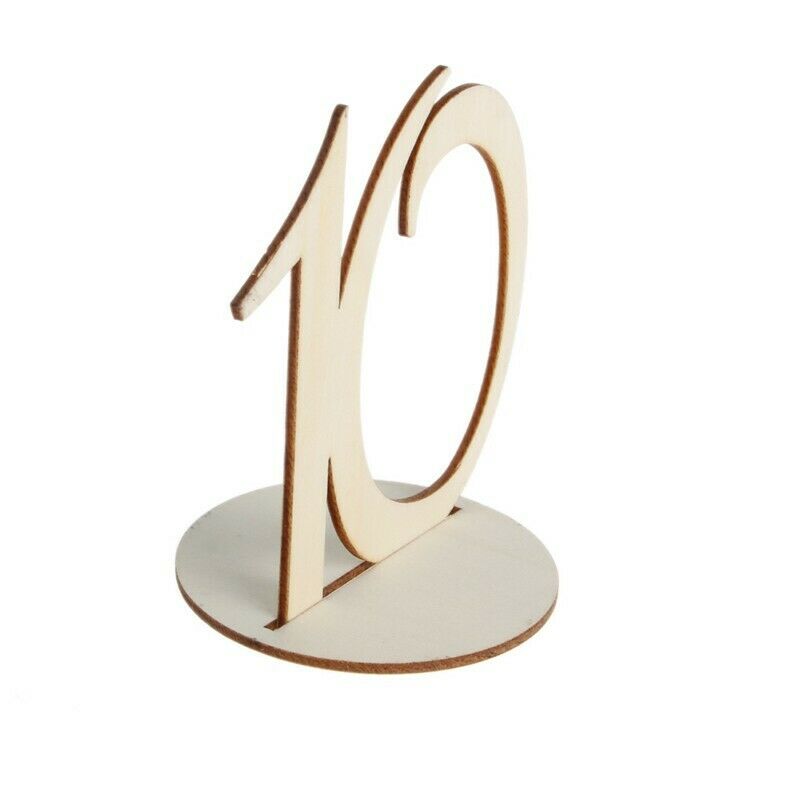 1-10 Wooden Table Numbers Set with Base Birthday Wedding Party Decor Gifts