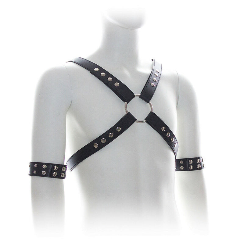 Mens Leather Chest Harness Straps Belts Suspenders Braces Arm Band Costume