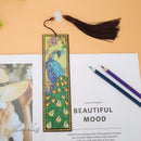 DIY Peafowl Special Shaped Diamond Painting Leather Tassel Bookmark Gift