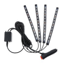 4 Pieces 12 LED Car Auto Strip Light Decorative Lamps Interior Multi-colour 22cm