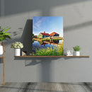 Diamond Painting Modern Houses By Lake DIY Full Round Wall Picture 30x40cm