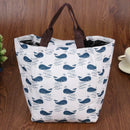 Portable Canvas Waterproof Thermal Insulation Lunch Travel Handbag(Whale)