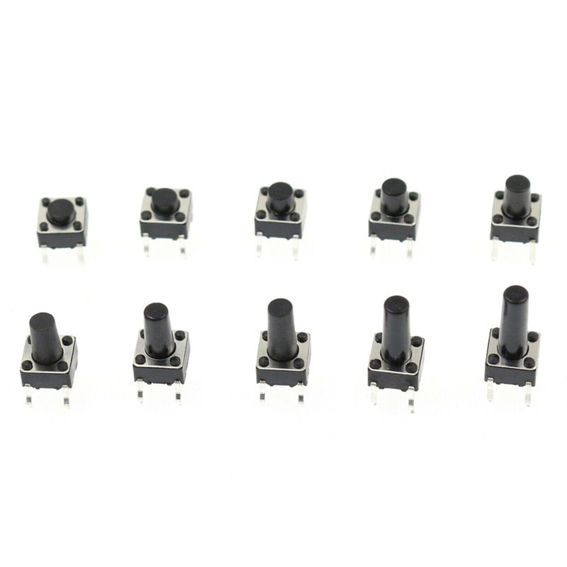 100PCS 6x6x4.3-13mm PCB Momentary Tactile Tact Push Button Switch Assortment