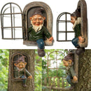 Elf Out The Door Tree Hugger Fun Old Man Tree Sculpture Outdoor Yard