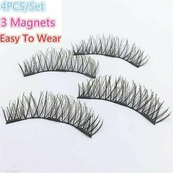 New 4 Pcs Magnetic Eyelashes Reusable Magnet False Thick Eye Lashes Extension