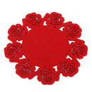 Handmade Flowers Shaped Cup Mat Cup Coasters, 15cm.Dia Set of 4, Red Color