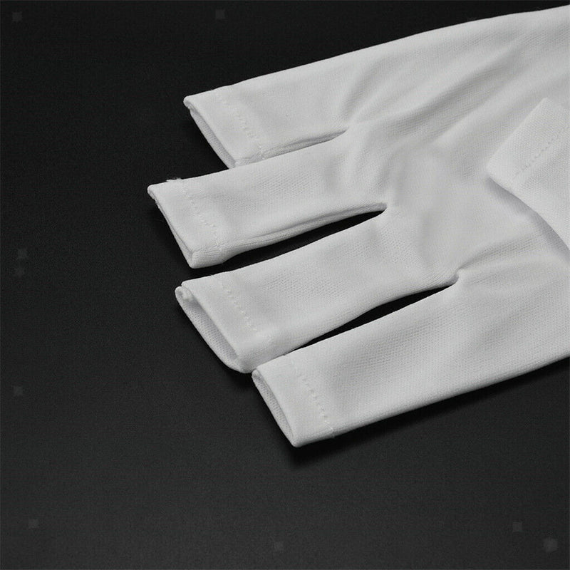 Fabric Anti UV Fingerless UV Protection Gloves For Nail  Drying Lamp White