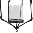 Wall Hanging Moroccan Wire Hollow Wedding Candle Holder Lantern D - Black