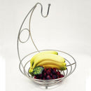 Stainless Steel Metal Wire Fruit Bowl With Banana Hanger Tree Hook Storage