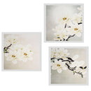 Modern Abstract White Flower Wall Art Oil Painting White Flower 3Pcs 40x40cm