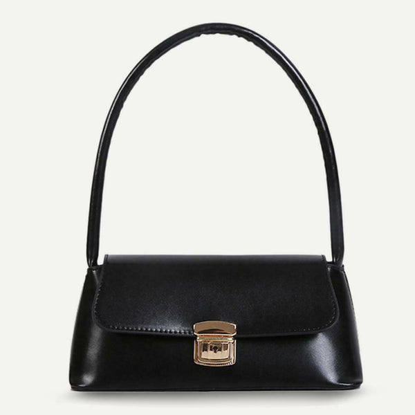 Classic Women Handbag PU Leather Retro Shoulder Bag Shopping Totes (Black)