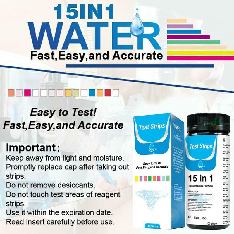15-in-1 Water Test Strip Checking Water Quality Detect Aquarium Fish Tank Pool