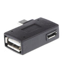 2 Packs 90 degree Right&Left Angle Micro USB 2.0 OTG Host Adapter w/ USB Power