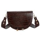 Retro Crossbody Handbag Women Semicircle PU Leather Shoulder Bag (Coffee) A