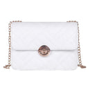 Fashion Women Messenger Shoulder Bag Leather Flap Crossbody Handbag (White) A