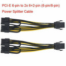 PCI-E 6-pin to 2x 6+2-pin (6-pin/8-pin) Power Splitter Extension Cable BLACK