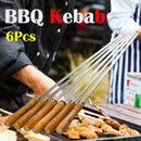 6PCS Roasting Sticks & Wooden Handle BBQ Fork Marshmallow 42cm Roasting T6V7