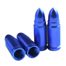 4 Pieces Car Truck Wheel Stem Aluminum Bullet Tyre Valve Cover Caps Blue