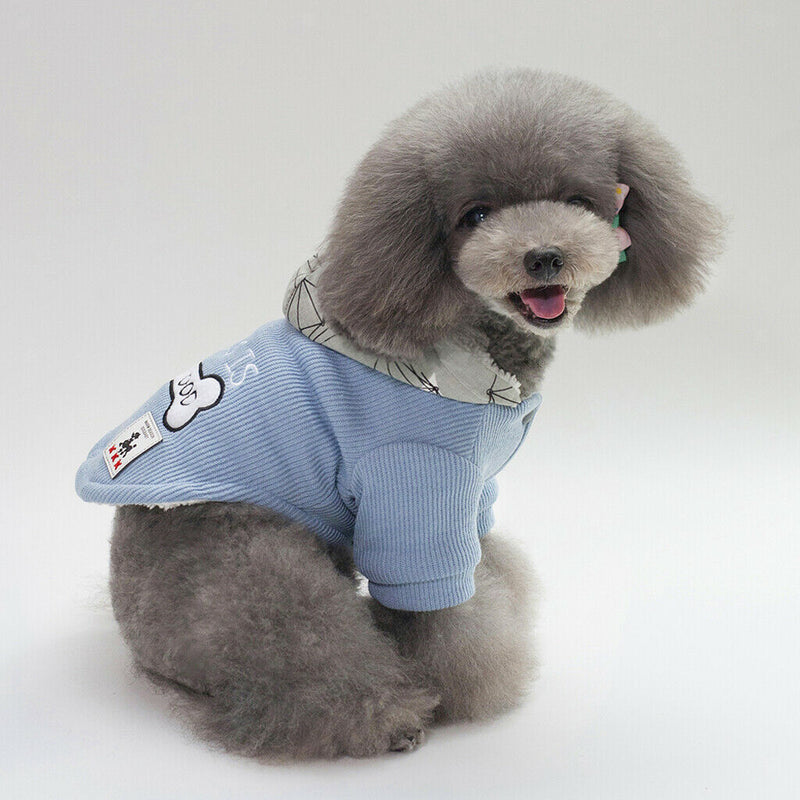 Dog Coat Hoodie Pet Winter Clothes Warm Soft for Medium Large Dogs Blue M