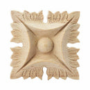 1pcs Rubber wood Carved Square Corner Flower Onlay Applique Unpainted Door  T2O1