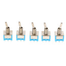 5Pcs MTS202 ON/Off/On Mini Toggle Switch 6mm 6A125VAC 3A 250VAC 6-Pins Blue