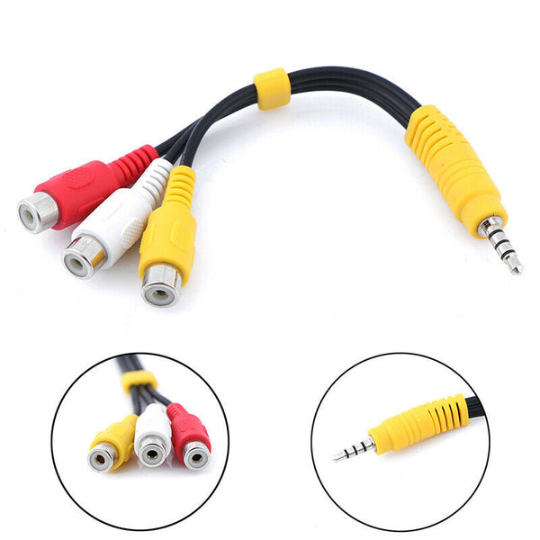 1Pc 3.5mm mini aux male stereo to 3 RCA female audio video AV adapter cableB TE