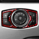 Red Carbon Fiber Headlight Switch Button Trim Cover for Ford Mustang 15-19