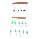 20Pcs Green LED Light 5MM 220 Ohm Resistor for  Raspberry Pi MCU