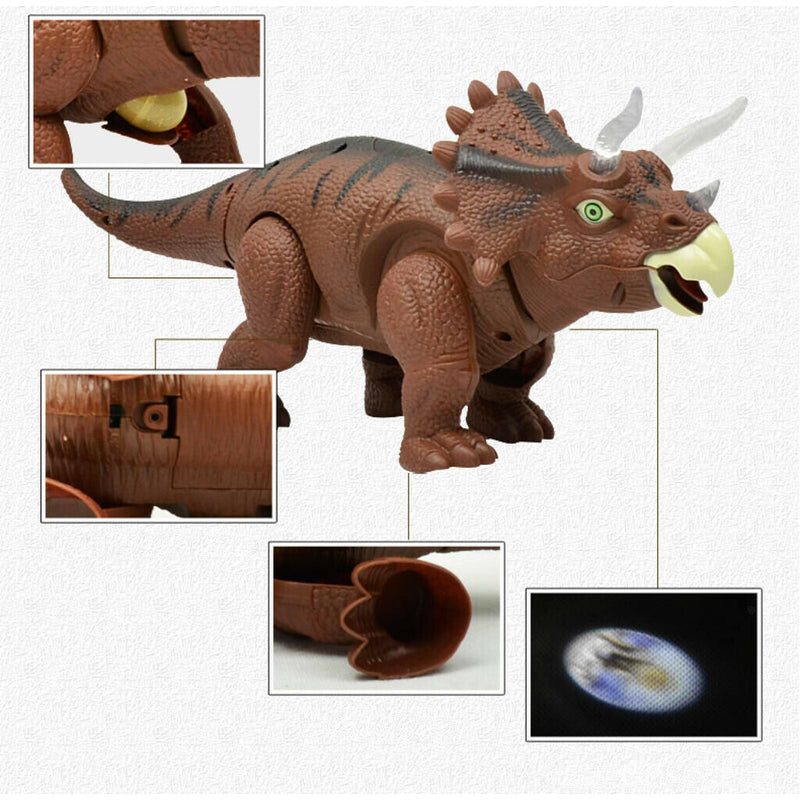Laying Egg Dinosaur, Walking & Roaring Triceratop Battery Powered Animal with