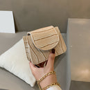 Pure Color Leather Mini Shoulder Bags Women Chain Messenger Bags (Beige)