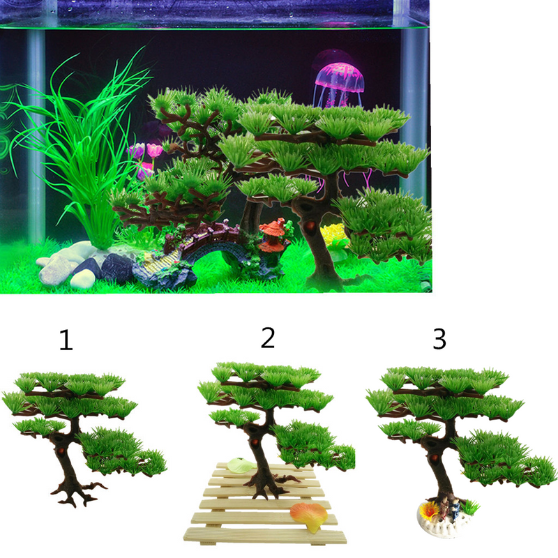 Aquatic Animals Rockery Miniscape Aquarium Artificial Pine Trees Water Plants