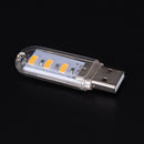 2x Portable Keychain USB Power 3 LED Night Light Camping Lamp Torch Warm Whit JR