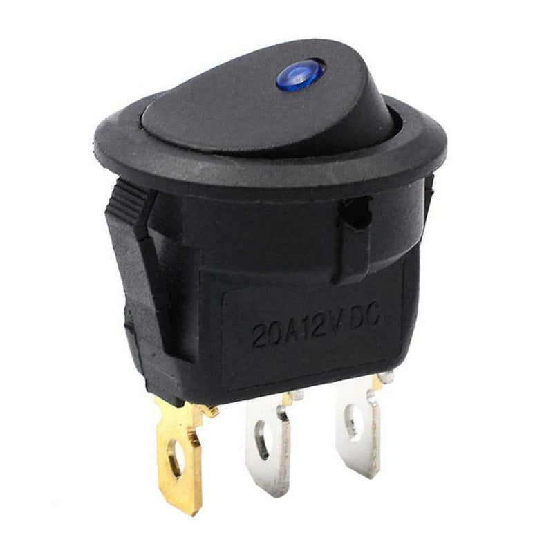 3 Models LED DIY Round Light Rocker Switch Power Button Switches (Blue)