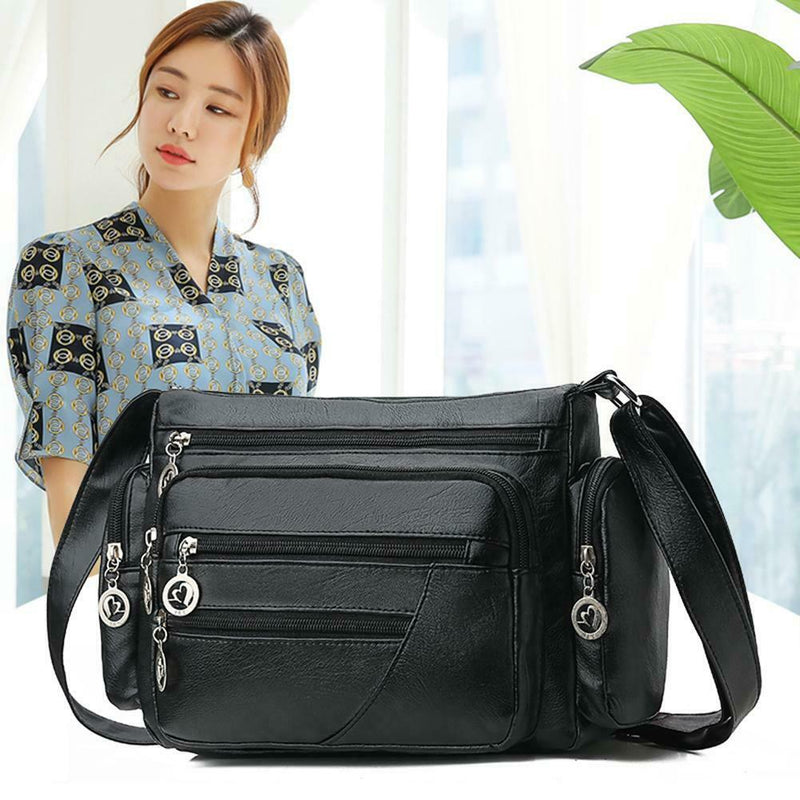 Fashion Women Shoulder Sling Bags PU Leather Multi-pocket Messenger Handbag