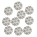 10pcs Alloy Rhinestone Flower Buttons for DIY Bridal Wedding Embellishments