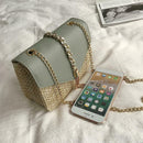 Straw Leather Women Messenger Bag Small Flap Purse Shoulder Handbag (Green)