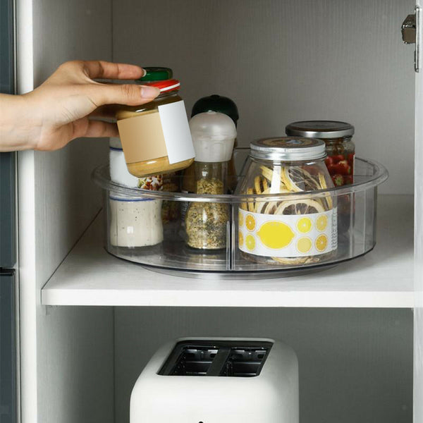 Clear 11inch Lazy Susan Turntable Cupboard Organizer,Multi-Functional Spice Rack