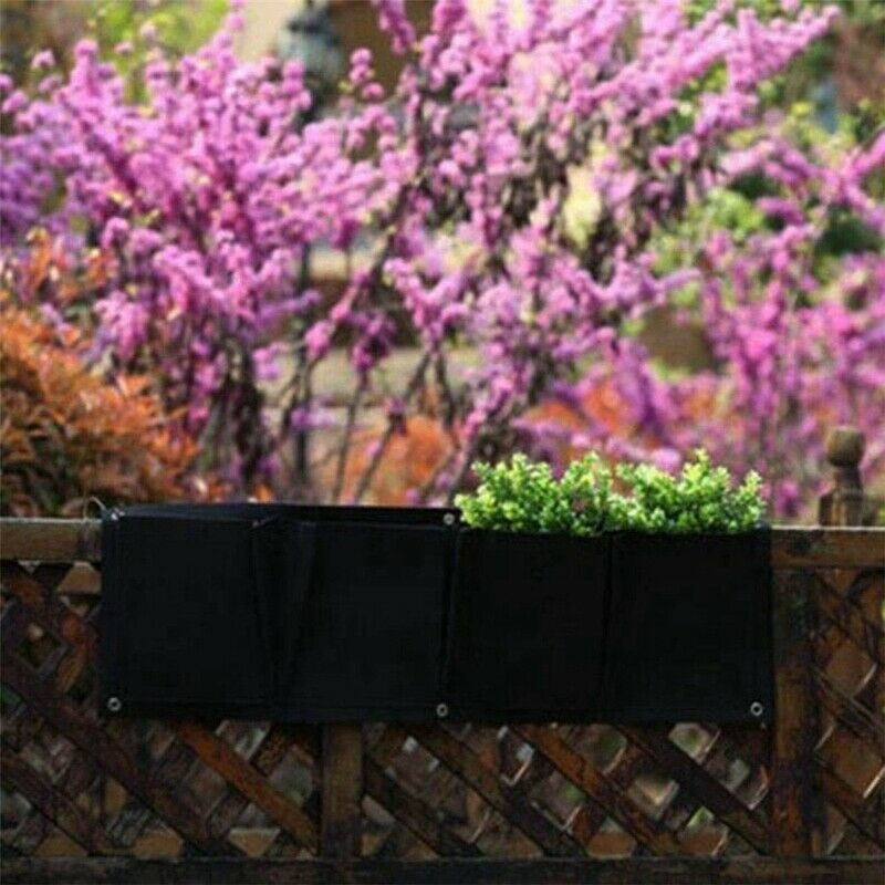 Vertical Garden Planter, 4 Pockets Wall Hanging Felt Planter Bags Wall Moun