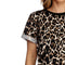 Chiffon Women T-Shirt Short Sleeve Leopard Fashion Summer Tops (M)