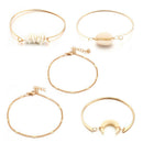 5 Pieces / Set Of Bracelets Shell Gravel Beaded Moon Bracelet Ladies Alloy